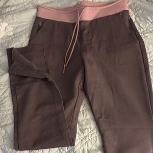 Athleta Wide Leg Pants in Brown and Pink